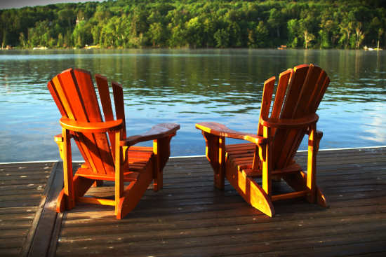 Chairs on floating water deck